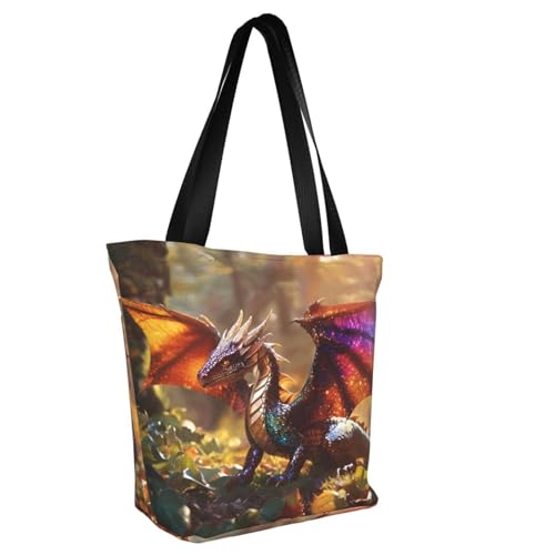 Magical Dragon Print Lightweight Shoulder Bag Summer Outings Tote Bags Travel Hiking Work Casual Use2