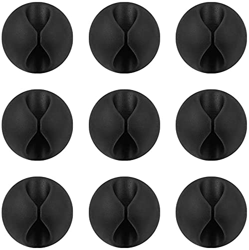 AMERTEER 10 Pack Adhesive Cord Hooks Cable Clips Cord Organizer Cable Management Wire Holder System Home, Office, Cubicle, Car, Nightstand, Desk Accessories Unisex (Black)