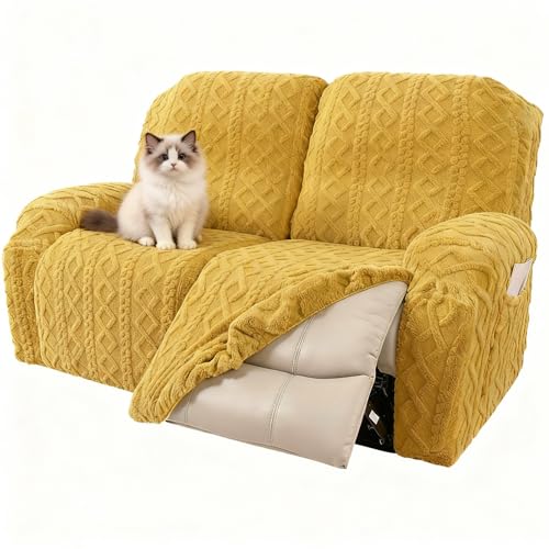 Image of JOKIVTOU Loveseat Recliner Covers 6 Pieces Reclining Sofa Slipcovers with Pocket& Elastic Bottom, 2 Seaters Lazy Boy Non Slip Love Seat Sofa Couch Slipcover, Thick Soft Feel, Washable