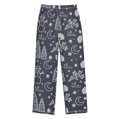 Boys' Pants Christmas Snowman Branch Moon Long Bottoms Jogger Pants Elastic Waist Trousers with Pockets S-XL