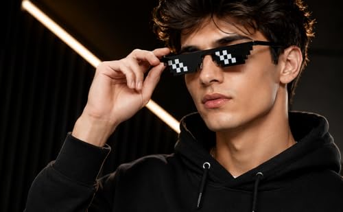 Image of Thuglife thug life sunglass Meme sunglasses glass glasses snoopdog funny cool for adults party concert men women kids prop photos gangster gangsta pixelated mosaic