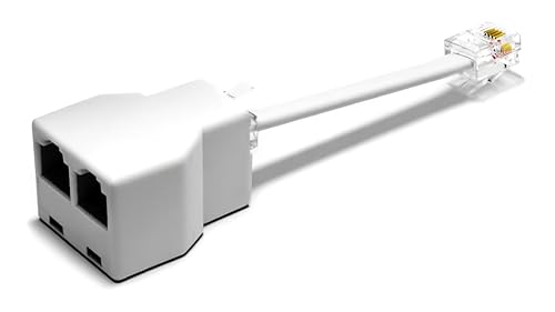 Divisor de conector de teléfono para teléfono fijo RJ11 6P4C adaptador de 2 vías (1 divisor + cable de 2.5 pulgadas) fabricado en Estados Unidos