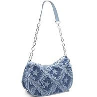 Versatile Design: This denim bag features a charming star pattern that adds a touch of elegance to your everyday look; The spacious interior accommodates daily essentials while maintaining a sleek profile; With multiple compartments, it helps keep yo...