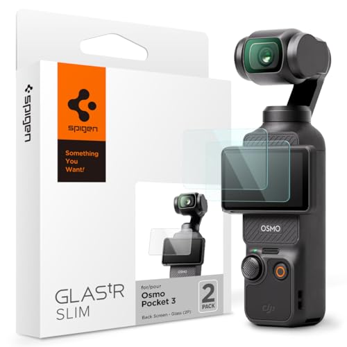 Spigen Tempered Glass Screen Protector [GlasTR Slim] Designed for DJI Osmo Pocket 3 / DJI Osmo Pocket 4 [2 Pack] - Back Touch Screen Protector Only
