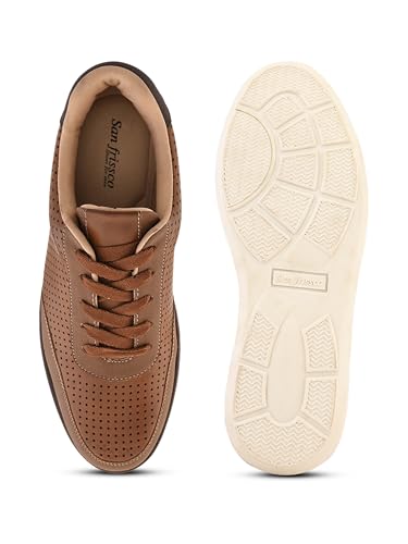 Image of San Frissco Men's Perforated Sneaker Casual Lace-Up Shoes | Soft Cushioned Footbed with TPR Sole | Comfortable and Trendy Casual Shoes for Office and College