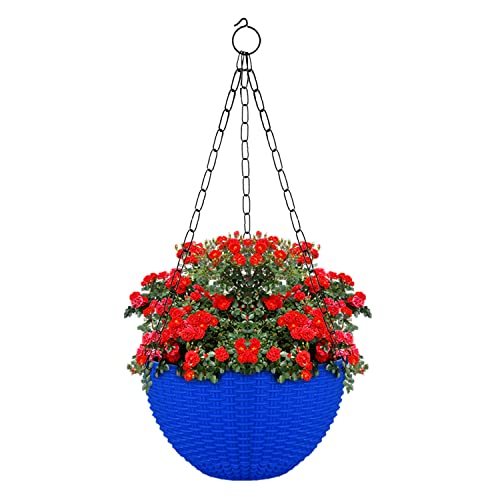 Image of Heat Home Plastic Hanging Flower Pot for Balcony & Railing Set (Blue, Set of 7)