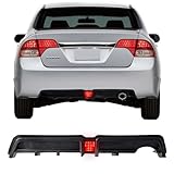 Rear Bumper Diffuser Compatible with Honda Civic Sedan 2006 2007 2008 2009 2010 2011 with LED Brake Light Rear Bumper Lip, Carbon Fiber Style