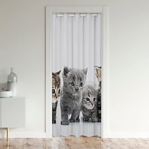 Chat Rideau de Porte 106x203cm Chats Imprimer Home Décor Cute Chaton Gris Chat Cadeaux pour Amants 30%-50% Chambre Rideau Occultant Rideaux Rideaux Interieur...