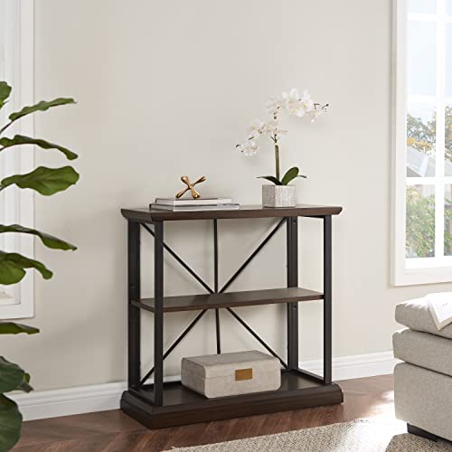 Image of Leick Home Finnick Bookcase, 30 inch, Dark Earth, Matte Black
