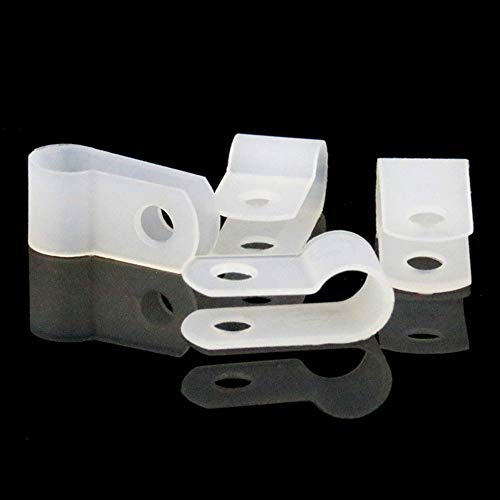 Aroidful 100 Stück R Typ Kabelklemmen, 6,4mm Nylon Kabelhalter, Kunststoff Draht Clips mit Schrauben, schraubbare Cable Clip für Draht, Kabel, Leitungen und Kabelkanal Kit (0,25 Zoll)