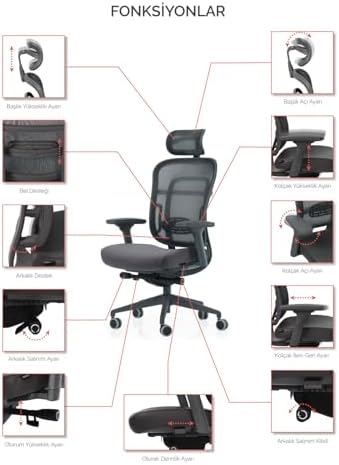 Ivo Office Passion Çalışma | Oyuncu | Ofis | Yönetici | Makam Koltuğu (Gri Kumaş Oturak) - Görsel 6