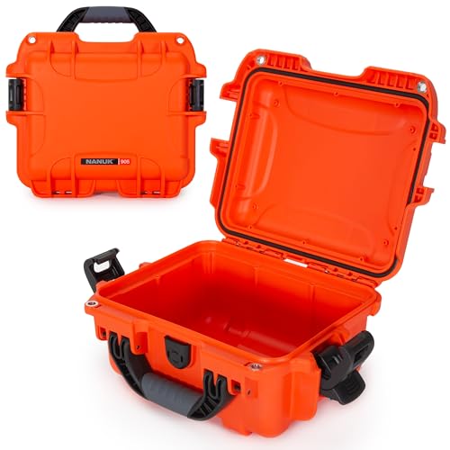 Image of NANUK 905 Empty Hard Case - IP67 Waterproof Protective Hard-Shell Case, Impact Resistant, Dustproof Storage & Travelling Box, 12.5 inch x 10.1 inch x 6 inch, Made in Canada - Orange