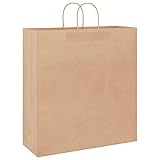 Bolsas de papel con asas, 50 unidades, color marrón, 45 x 17 x 48 cm, sujetalibros estables para estanterías y orden, ecológicas y reutilizables