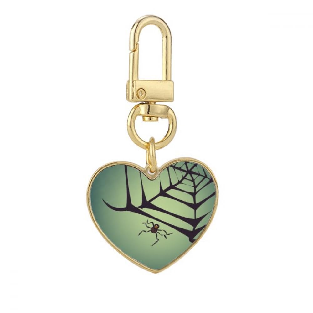 Multi Black Spider Net Halloween Gold Heart Keychain Metal Keyring Holder