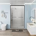 44–48 in. W x 76 in. H Semi-Frameless Double Sliding Shower Glass Door, Bypass Design with 1/4" (6mm) SGCC & ANSI Certified Tempered Glass, Easy-Clean, Matte Black