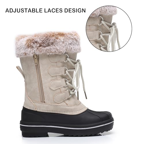 Apakowa Girls Snow Boots Waterproof Kids Outdoor Insulated Warm Winter Boots (Toddler/Little Kid/Big Kid)3