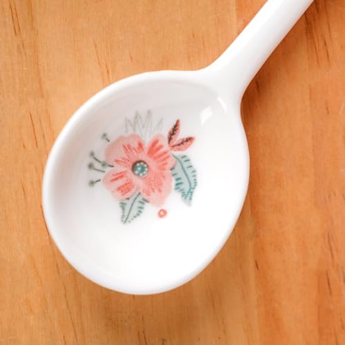 Image of Nestasia Ceramic Soup Bowl with Spoon Set of 4 (400ml Each) - Floral Microwave & Dishwasher Safe Bowl Set for Serving Soup, Curry, Custard, & Dessert - Perfect for Gifting & Daily Use