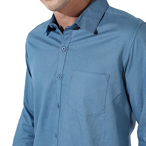 Image of CAHOOT Mens Striped Cotton Shirt Button Up Regular Fit for Casual Wear Cotton Spread Collar Shirt Crafted with Comfort