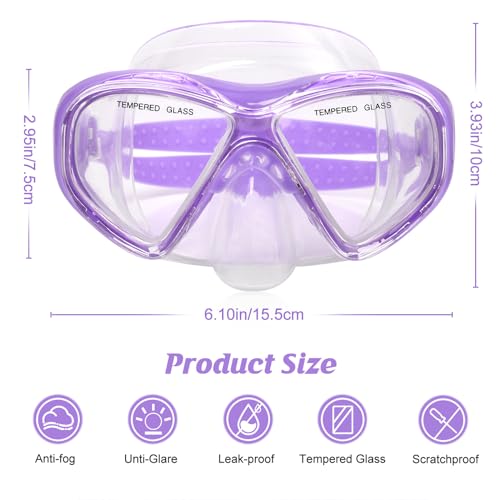 Image of Kids Swim Goggles Snorkel Diving Mask for Boys Girls Ages 5-15, Two-Color Anti-Fog Swimming Goggles with Nose Cover