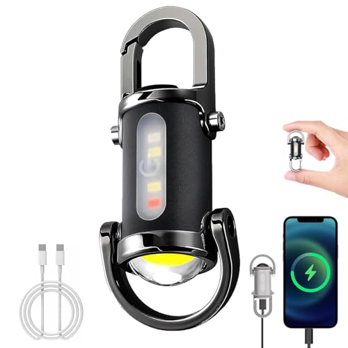 Portable Rechargeable Bright Keychain Flashlight Phone Charger, EDC Mini Taschenlampen Ladegerät, COB-Schlüsselanhänger-Arbeitsleuchte mit...