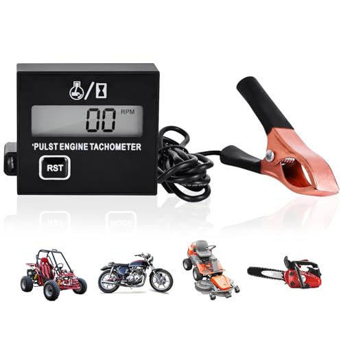 Tacómetro Digital: Tacómetro De Motor Digital De Gasolina, Cuentarrevoluciones Inductivas Con Contador De Horas, Tacómetro Inductivo Para Motosierras Cortadoras De Césped Motocicletas