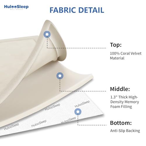 Image of Huloo Sleep Ultra Soft Baby Play Mat for Floor,1.3 inch Thick Elasti-Foam 47x47 Play Mat for Playpen,Water-Repellent Coral Velvet for Tummy Time, Non-Slip Backing Safe for Toddlers & Infants(Cream)