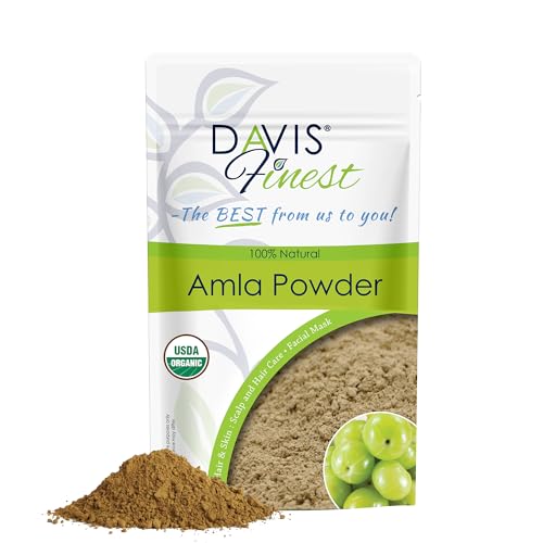 Polvo orgánico de amla Davis Finest, 100 g, ayurvédico, para el crecimiento del cabello, fortalecedor, espesante, voluminizador, acondicionador profundo, antiencrespamiento, brillo del cabello
