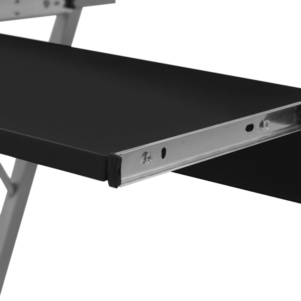 vidaXL Escritorio Compacto de Ordenador con Bandeja de Teclado Negro