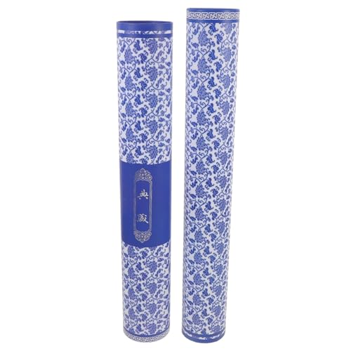 Parliky 青花瓷デザイン伸縮式収納チューブ 厚手保護アートワーク収納ケース 書道 絵画 巻物対応 携帯用防折れポスターチューブ