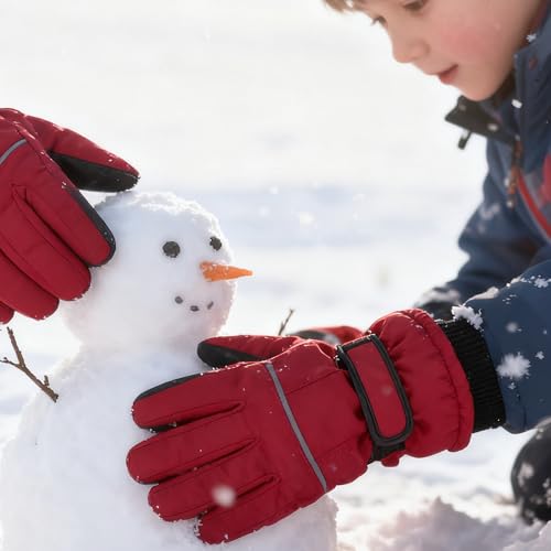 Image of UTOWO Kids Winter Cold Weather Ski Gloves Boy-Girl Warm Windproof Snow Gloves for Snowboarding Sledding Cycling Toddler 3-6T