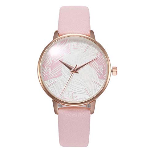 MSYOU 1 Stück Damen-Armbanduhr, Feder, Quarz, rund, modisch, modisch, Durchmesser 3,2 cm, Rosa Cover