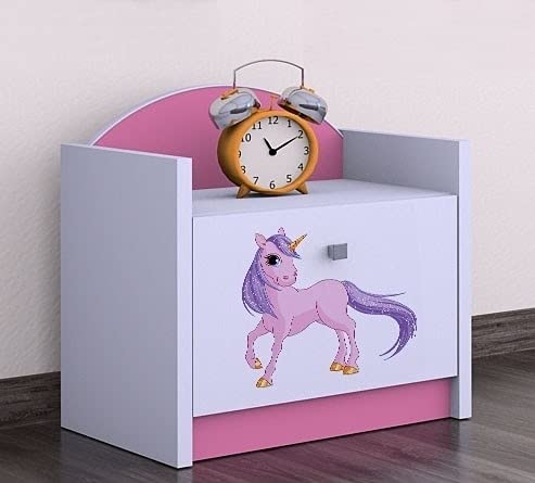 HappyBabies BDW Nachttisch/viele Farben - EIN einfacher Nachttisch, der für jedes Bett und Schlafzimmer geeignet ist/Kinderzimmer/Kinderbett/VIELE Motiv - 40 x 44 x 34 cm (B/H/T)