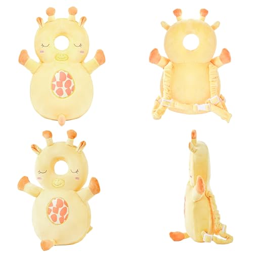 Image of Baby Head Back Protector Backpack Toddler Safety Protector Cushion Pad Soft, Adjustable and Lightweight Design for Safe Walking and Crawling Toddlers Girls and Boys(Giraffe)