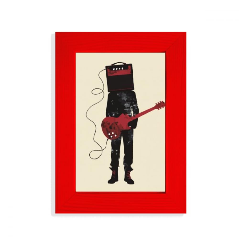 Cadre photo guitare Crazy Man rouge pour salon rock et branche