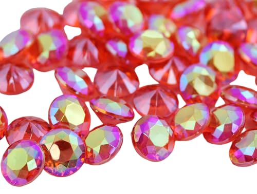 Allstarco 9mm (11/32") Red Ruby AB Acrylic Diamond Confetti, 600 PCS