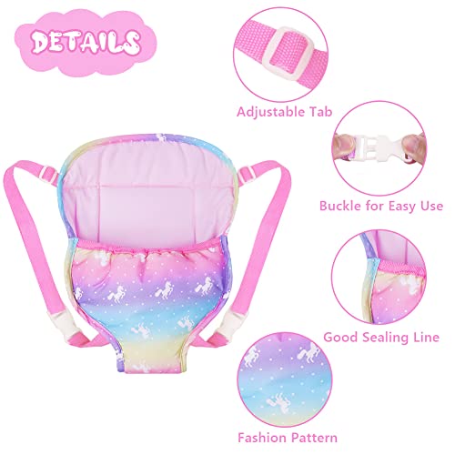 Aolso Babypuppentrage, Rückentrage mit verstellbaren Trägern für Babys, Tragepuppenzubehör für Kinder, Puppezubehör für 14-18 Zoll Puppengurt, Kuscheltiertrage für kleine Mädchen (Rosa)