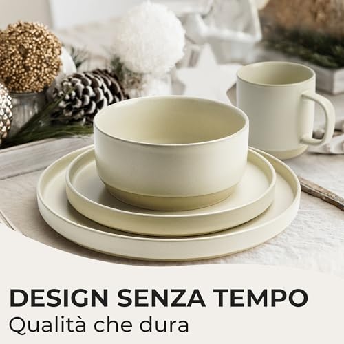 MIAMIO - Set di 4 ciotole/Set di ciotole in ceramica (850 ml) per pasta, ramen, cereali, insalata - Lavabile in lavastoviglie e nel microonde - Collezione Sierra (chiaro, Ciotole (4x)) - immagine 4