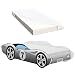 iGLOBAL Cama infantil para coche, cama juvenil, cama con somier de láminas, colchón de espuma, 140 x 70 cm (Grey Without Flames)
