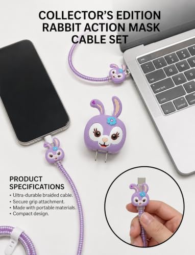 Image of Compatible with iPhone Charger Case Cover, Rabbit, Silicone, Funny Cartoon Character
