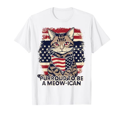 4th July Cat Lover, Purroud To Be A Meow-ican, American Cat T-Shirt