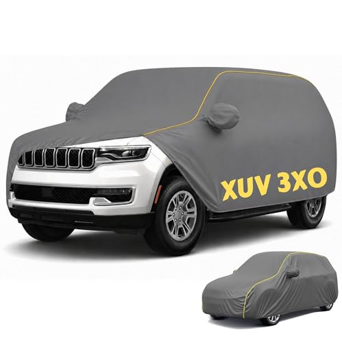 Image of Perfect Waterproof Car Cover Custom fit for Xuv3xo Cover (All Models & Varrient) 2021-2026 | 6 Layers All Weather Waterproof Sun Rain UV Dust Protection Outdoor Indoor Full Car Covers - Grey