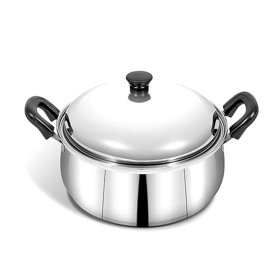 Image of Pigeon-Kitchen Star 3Pcs Stainless Steel Cook and Serve Set with Lids| Mirror Finish Hot Pot Serving Bowls|Multipurpose Cookware for Kitchen, Dining&Storage|Durable Food Grade Steel Casserole