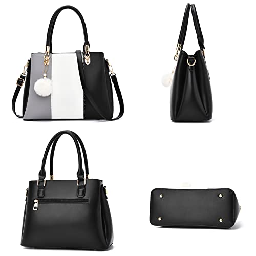 Image of Women Handbags Large Tote Shoulder Bag Crossbody Bag for Women Color Stitching Top Handle Satchel Hobo 2pcs Purse Set