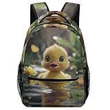 Pato amarillo Mochila Escolar Infantil Animal Morrals Con Bolsillos Laterales Bolsa Para Colegio Viaje Cámping Para Niñas Y Niños One Size