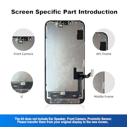 SIMDOG for iPhone 14 Screen Replacement Kit 6.1 inch, Full HD LCD Display 3D Touch Screen Digitizer Full Assembly + Repair Tools. Model A2649, A2881, A2884, A2883, A2882