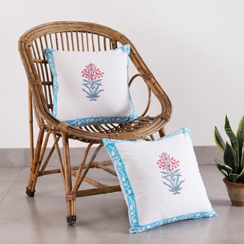 Image of Ravaiyaa - Attitude is everything Cotton Hand Block Printed Soft Cushion Cover Pillow Case 16 inch Square Cushion Sham Set of 2 Piece