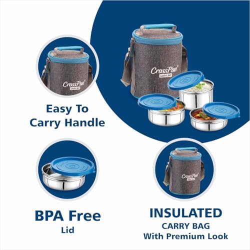 Image of Crosspan Zion Stainless Steel Lunch Box /Tiffin Box, 500 Ml