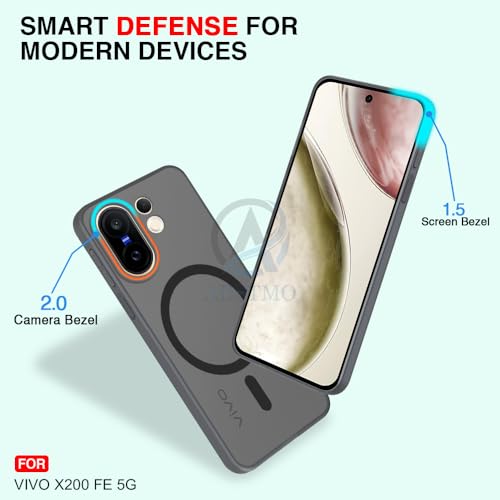 Image of AESTMO Vivo X200 FE 5G Back Cover | Slim Hard Shell | Matte Frosted Hard Back Translucent Back Cover for Vivo X200 FE 5G (Compatible with MagSafe Accessories, Black)