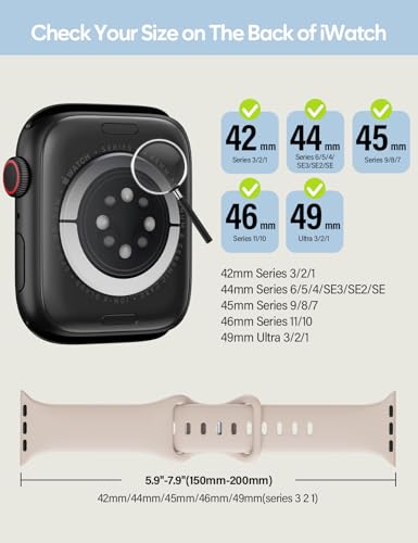 Image of Sport Silicone Band Compatible with Apple Watch Bands 40mm 38mm 41mm 44mm 45mm 42mm 49mm Women Men,Soft Wristband Waterproof Replacement Sport Strap for iWatch Bands Series 9 8 7 6 5 4 3 2 1 SE Ultra