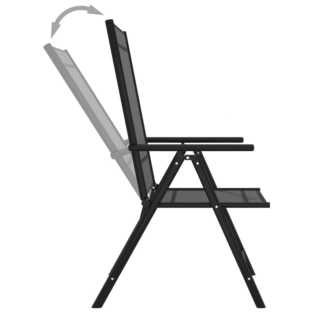 9-częściowy zestaw mebli ogrodowych, czarny, antracyt, aluminium, z 6 krzesłami, 1 leżak do opalania, 2 podnóżki, składane, do ogrodu, na balkon, do wypoczynku na świeżym powietrzu